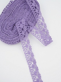 Кружево цв.сиреневый, ш.20мм, хлопок-90%, п/э-10%, 10м, рис.015/27