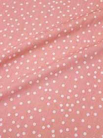 Мерный лоскут (ткань в отрезах) Штапель "Россыпь белого гороха (4мм)" цв.бледно-лососевый, СОРТ2, ш.1.42м, вискоза-100%, 90гр/м.кв