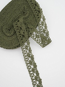 Кружево цв.темный хаки, ш.20мм, хлопок-90%, п/э-10%, 10м, рис.015/32