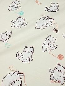 Перкаль "Котятки с бантиками на светлом персиковом", ш.1.5м, хлопок-100%, 105гр/м.кв