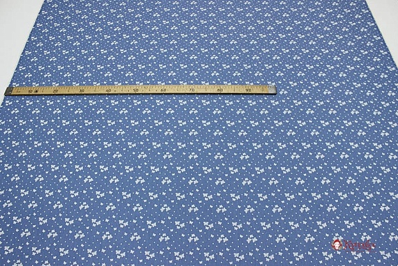 Джинсовая ткань "Бабочки с горошком на голубой джинсе", ш.1.47м, хлопок-85%,п/э-15%, 140гр/м.кв