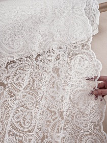 Кружевное полотно "Милада" (фестон с 2х ст.)  цв.белый, ш.1.3м, хлопок-80%, нейлон-20%, 100гр/м.кв