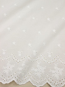 Мерный лоскут Шитье "Виорика" (фестоны с 2х сторон) цв.молочно-белый, ш.1.35м, хлопок-100%, батист, 80гр/м.кв