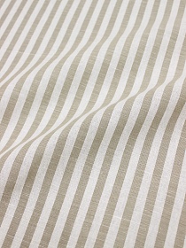 Полулен "Бежевая полоска 0.8см на белом", ш.1.52м, лен-45%, хлопок-55%, 170гр/м.кв