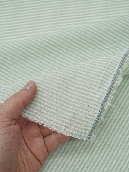 Вареный (стираный) хлопок "Белая полоска на морозно-мятном меланже", ш.2.5м, хл-100%, 125гр/м.кв