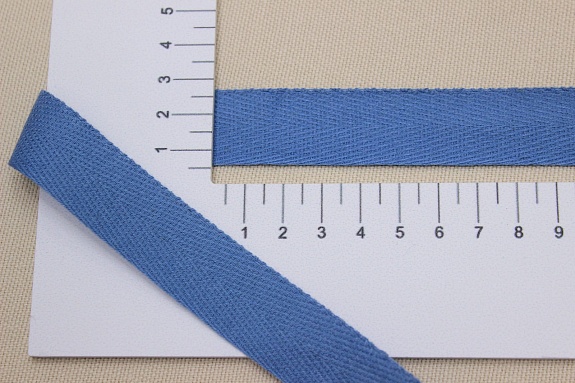 Лента киперная цв.темно-голубая дымка, ш.22мм, хлопок-100%