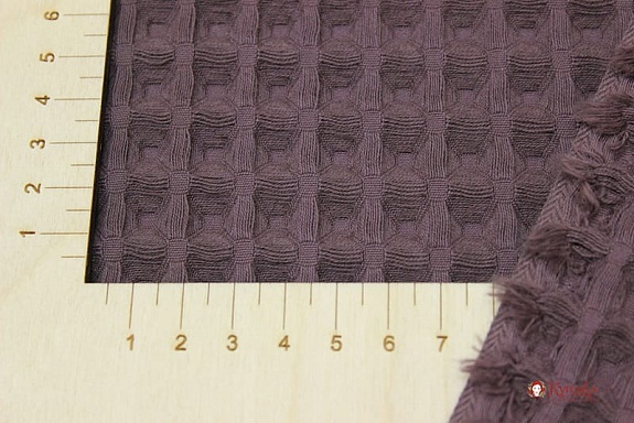 Вафельное премиум-полотно "Бохо" цв.темный коричнево-лиловый , ш.1.44м, хлопок-100%, 240гр/м.кв