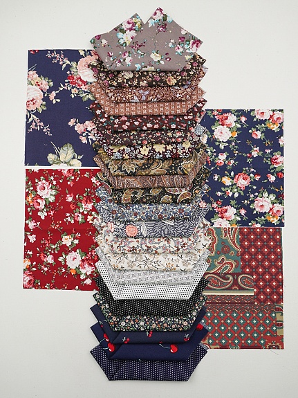 Набор тканей для рукоделия "Импортный хлопок: Цветочные напевы", 20*20 см, 25 шт