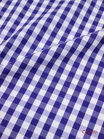 Перкаль пестротканый блузочно-сорочеч. "Средняя сине-белая клетка", ш.1.5м, хл-100%