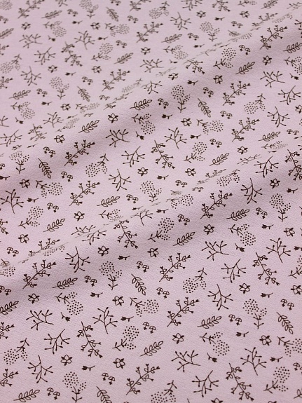 Теплый хлопок "Мелкая ботаника" цв.бледный розово-сиреневый, ш.1.48м, хлопок-100%, 160гр/м.кв
