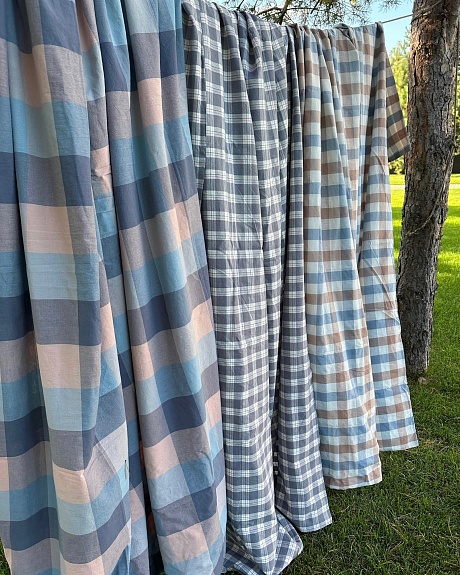 Комплекты постельного белья из вареного хлопка "Клетка"*