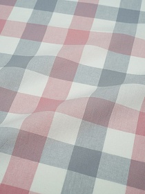 Вареный (стираный) хлопок "Клетка (3.0*3.0см)" цв.пыльная роза/серый, ш.2.5м, хл-100%, 115гр/м.кв