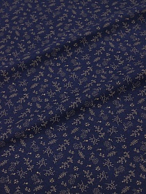 Теплый хлопок "Мелкая ботаника" цв.чернильно-синий, ш.1.5м, хлопок-100%, 150гр/м.кв
