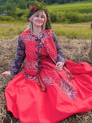 Стеганая двухсторонняя телогрейка из поплина "КУПАВА" и перкали "Сказка"