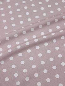 Штапель "Белый горох (9мм)" цв.бежевый с розовым оттенком, ш.1.44м, вискоза-100%, 90гр/м.кв.