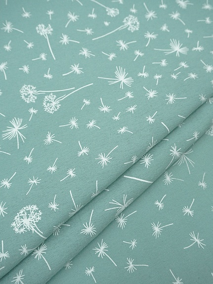 Теплый хлопок "Одуванчиковый ветер" цв.св.голубой мох, ш.1.45м, хлопок-100%, 115гр/м.кв