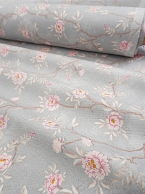 Ткань Дак "Весенний винтаж" цв.серый, ш.1.8м, хлопок-65%, п/э-35%, 210гр/м.кв