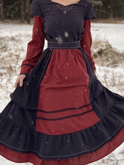 Платье из Пестряди "Чернильная клетка"