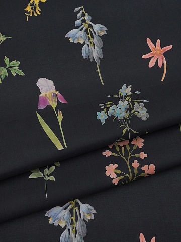 Батист "Полевое соло" цв.черный, ш.1.45м, хлопок-100%, 85гр/м.кв