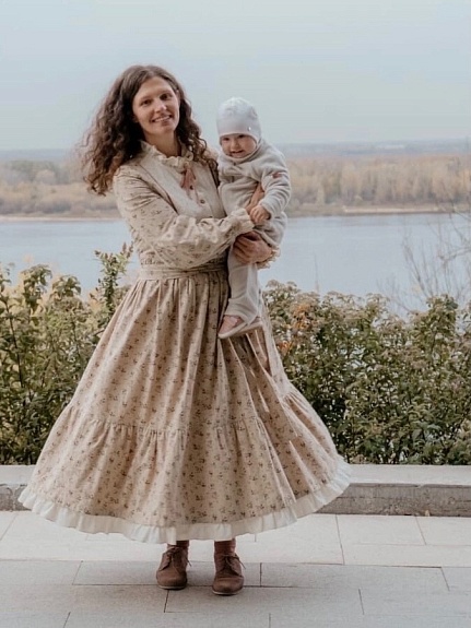 Платье из теплого хлопка "Нежные бутончики"