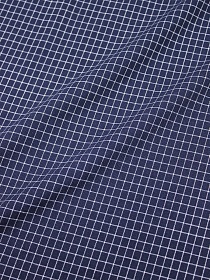 Мерный лоскут (ткань в отрезах) Пестрядь "Средняя клетка на чернильно-синем", ш.1.4м, хлопок-95%, п/э-5%, 140гр/м.кв