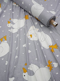 Поплин "Гусиные лапки - гуси ", (комп), ш.2.2м, хлопок-100%, 110гр/м.кв