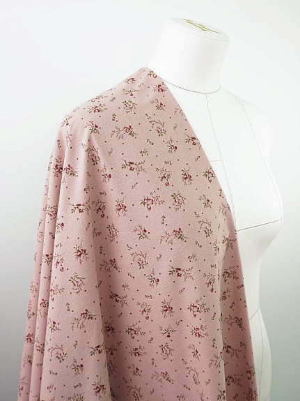 Теплый хлопок "Нежные бутончики" цв.темно-бежевый, ш.1.5м, хлопок-100%, 150гр/м.кв