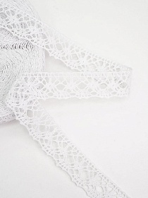 Кружево цв.белый, ш.20мм, хлопок-90%, п/э-10%, 10м, рис.015/1