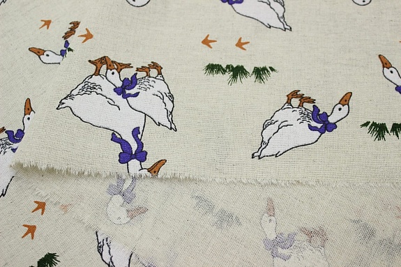 Полулен "Гуси" (на суровом), СОРТ2,  ш.1.5м, лен-30%, хлопок-70%, 147гр/м