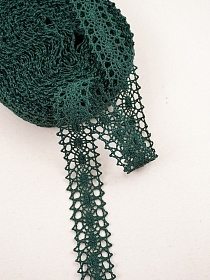 Кружево цв.темный хвойно-зеленый, ш.19мм, хлопок-90%, п/э-10%, 10м, рис.047/33