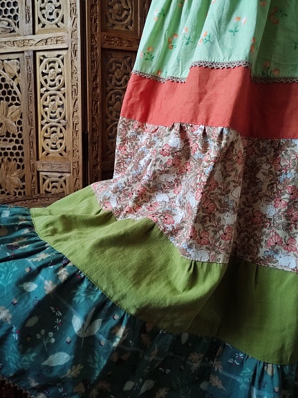 Ярусное платье из штапеля, сатина и плательного хлопка