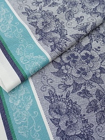 Мерный лоскут Холст полотенечный жаккард "Нежная фиалка" цв.чернильный, ш.0.5м, лен-30%, хл-70%, 210гр/м.кв