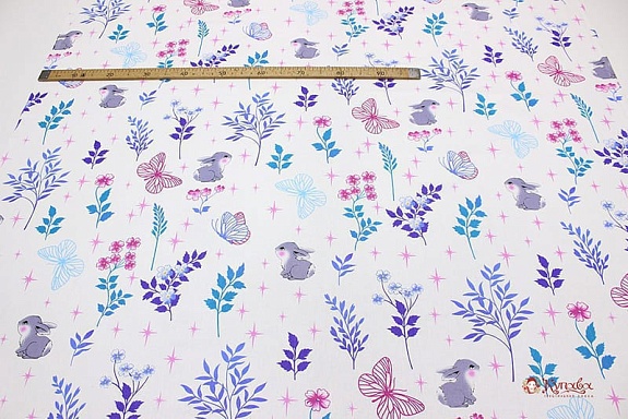 Бязь "Лесные нимфы-бабочки", (комп), ш.1.5м, хлопок-100%, 102гр/м.кв
