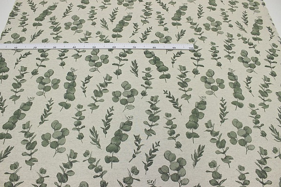 Мерный лоскут (ткань в отрезах)  Полулен "Аккорды эвкалипта" (на суровом), ш.1.5м, лен-30% хл-70%