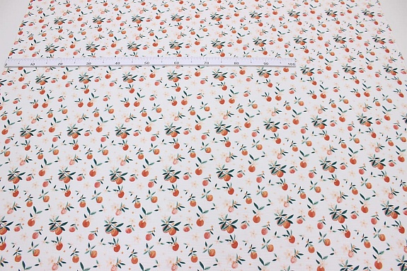 Муслин двухслойный с эф.жатости "Аромат персика" цв.белый, ш.1.40м, хлопок-100%, 120гр/м.кв