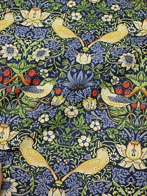 Перкаль Премиум Цифр.печать "Райские птички" (крупный рисунок) цв.синий, ш.1.45м, хл-100%