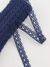 Кружево цв.т.сине-фиолетовый, ш.12мм, хлопок-90%, п/э-10%, 10м