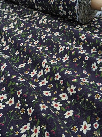 Теплый хлопок "Аромат полевых цветов" цв.чернильный, ш.1.4м, хлопок-100%,145гр/м.кв