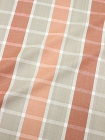 Холст полотенечный "Крупная клетка" цв.бежевый/лососевый/красный, ш.0.5м, лен-30%, хл-70%,140гр/м.кв