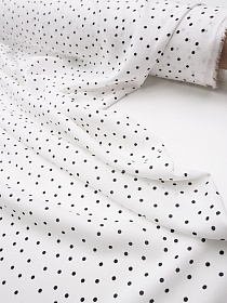 Мерный лоскут (ткань в отрезах) Штапель "Россыпь черного гороха (3.5мм)" цв.белый, ш.1.45м, вискоза-100%, 90гр/м.кв