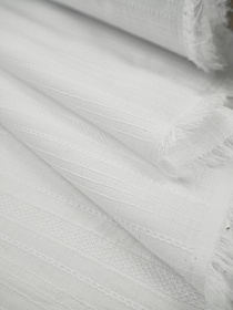 Фактурный хлопок "Рельефные полоски" цв.Белый (отбеленный), СОРТ2, ш.1.45м, хл-100%, 115гр/м.кв