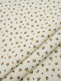 Микровельвет "Маленькие горчичные розочки" цв.сливочный пломбир, ш.1.45м, хл-100%, 150гр/м.кв