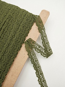 Кружево цв.темный хаки, ш.25мм, хлопок-90%, п/э-10%, рис.044/32