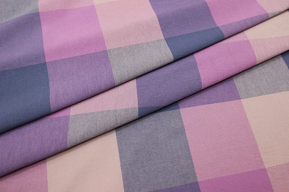 Вареный (стираный) хлопок "Цветная клетка (8.2*9.2см)", ш.2.5м, хлопок-100%, 115гр/м.кв