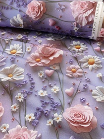 Ткань Дак Цифр.печать "3D - Эфирная нежность", ш.1.8м, хлопок-65%, п/э-35%, 220гр/м.кв