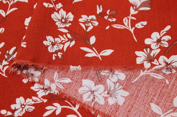 Штапель "Лейла", цв.кирпично-терракотовый, ш.1.42м, вискоза-100%, 90гр/м.кв