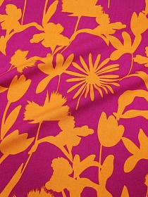 Мерный лоскут(ткань в отрезах) Штапель "Цветочный силуэт" цв.фуксия, ш.1.45м, вискоза-100%, 100гр/м.кв