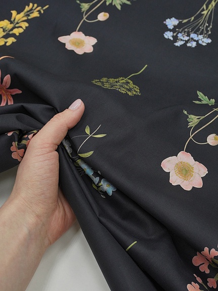 Батист "Полевое соло" цв.черный, ш.1.45м, хлопок-100%, 85гр/м.кв