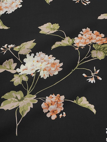 Штапель "Ароматная гортензия " цв.черный, ш.1.45м, вискоза-100%, 110гр/м.кв