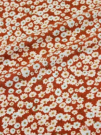 Штапель "Цветочная россыпь на медно-терракотовом", ш.1.44м, вискоза-100%, 90гр/м.кв